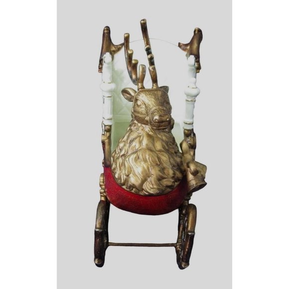Intricate Reindeer Head Porcelain Ceramic Sleigh EUC Vintage Dillard's 1990's - Picture 4 of 16